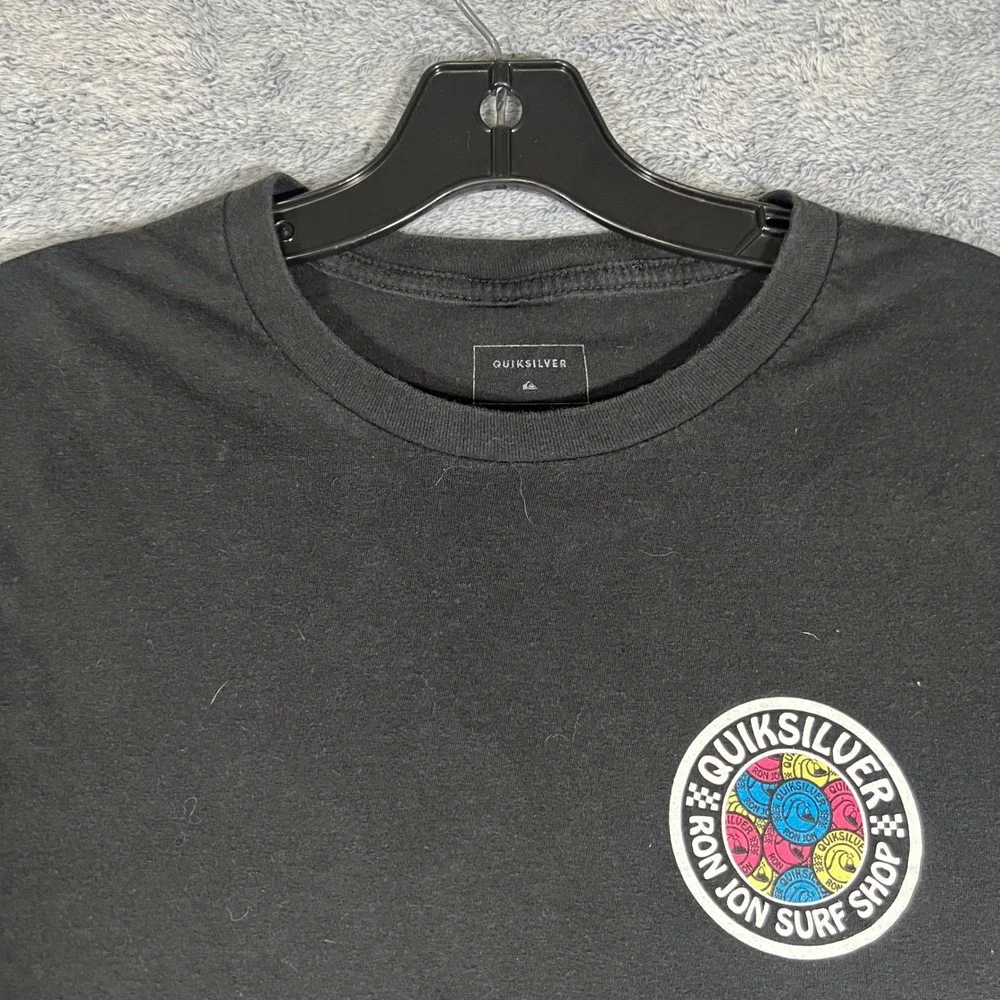 Quiksilver Ron Jon Surf Shop Long Sleeve T-Shirt Mens XL Black‎ Premium Fit Logo